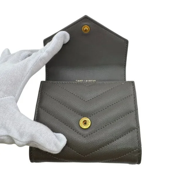 Saint Laurent Stitch Trifold Wallet Gray - Picture 7 of 8